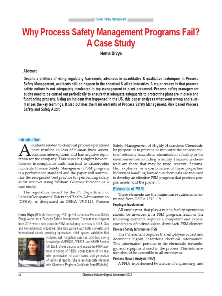 Key Elements of Process Safety Management | PDF | Safety | Chemistry