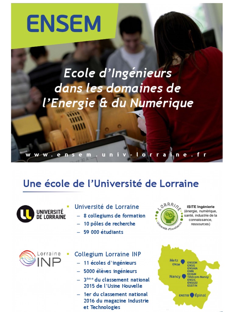 Ecole d'Ingénieurs ENSEM : Energie & Numérique | PDF | Ingénieur ...