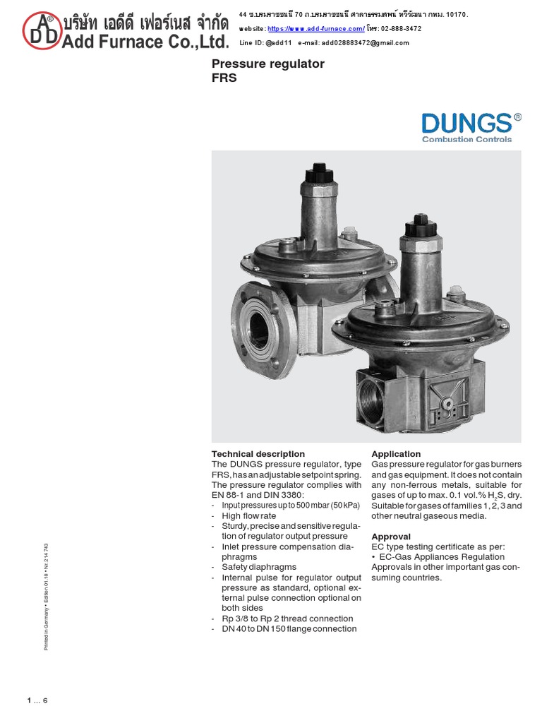 DUNGS FRS 5100 Pressure Regulator Guide | PDF | Breathing | Pipe (Fluid  Conveyance)