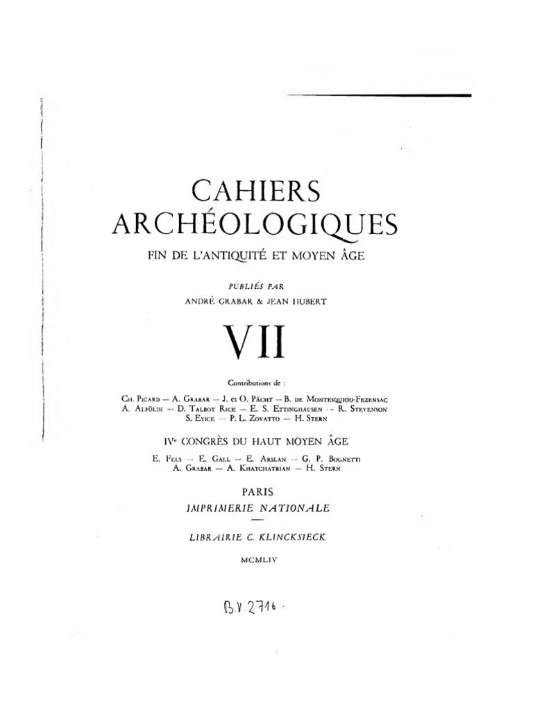 Image Archéologie Page De Garde Cahier Cahiers Archeologiques 7 1954 | PDF | Trône | Rome antique
