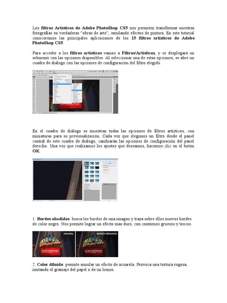 Tutorial Filtros Adobe PhotoShop CS5 | PDF | Pinturas
