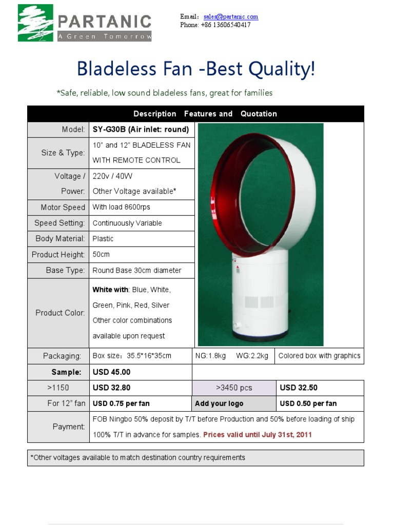 Bladeless Fans with Remote Control | PDF | Manufactured Goods