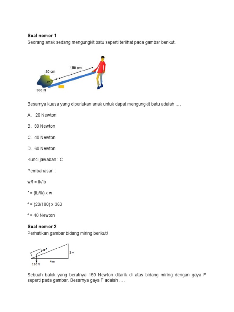 Soal Pesawat Sederhana Kelas 8 | PDF