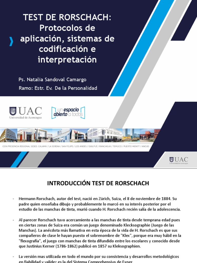 Test De Rorschach Protocolos De Aplicación Sistemas De Codificación E