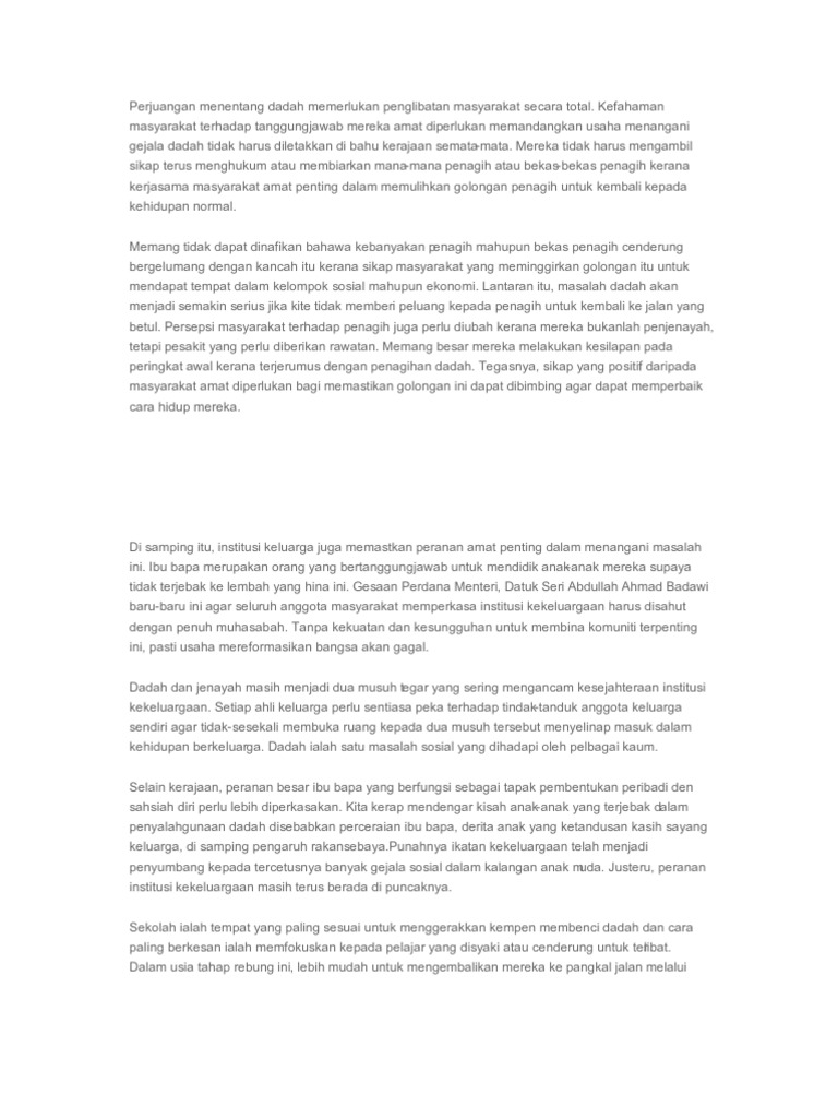 Contoh Karangan Pendapat Anti Dadah Pdf