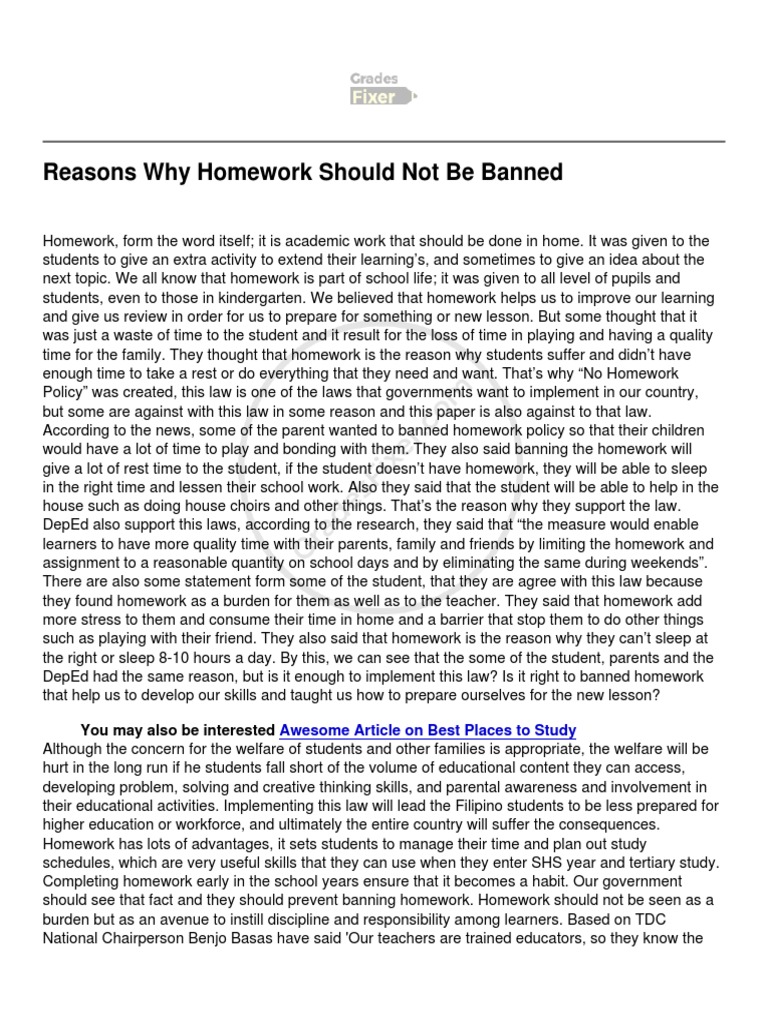 10 Reasons Why Homework Should Not Be Required