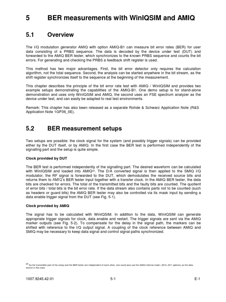 BER Measurement with AMIQ and WinIQSIM | PDF | Modulation | Electronics
