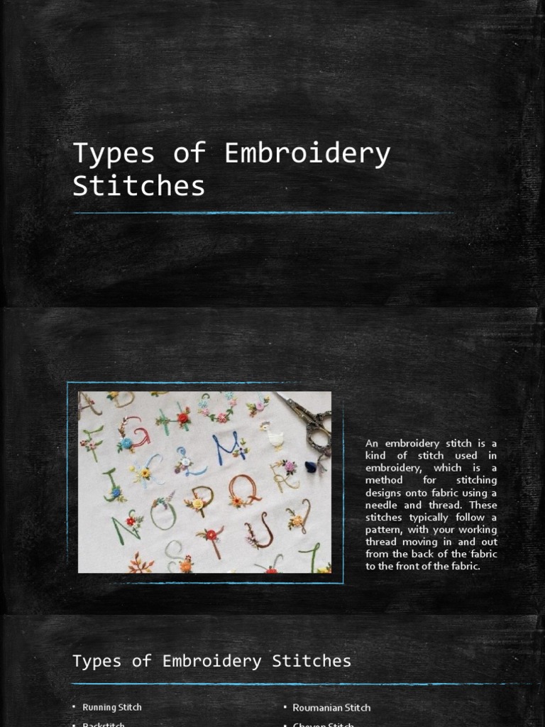 Types of Stitches PDF Embroidery Textiles