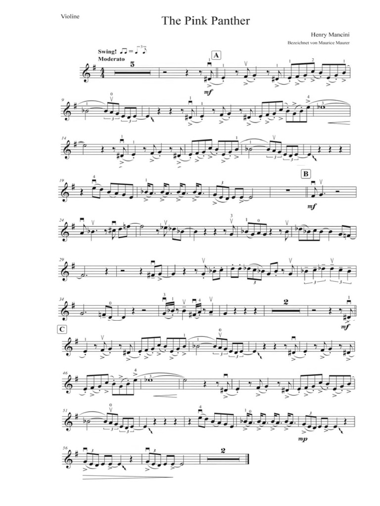 Partitura Pantera Roz Vioara | PDF