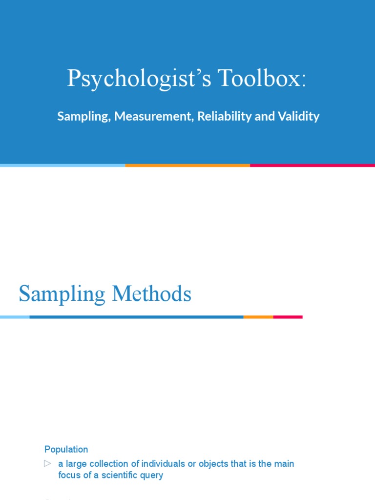 Psychologist's Toolbox PDF Sampling (Statistics) Validity