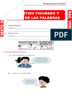 El Sentido Figurado y Recto de Las Palabras para Sexto Grado de Primaria