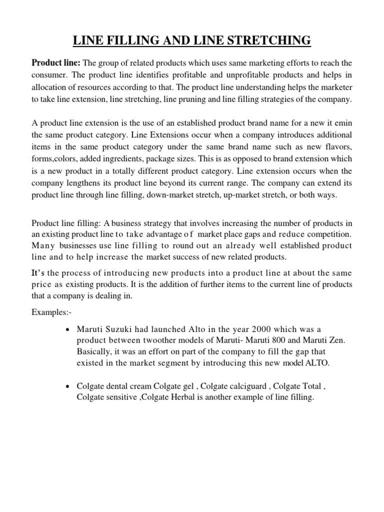 Marketing Line Filling and Line Stretching PDF Brand Marketing