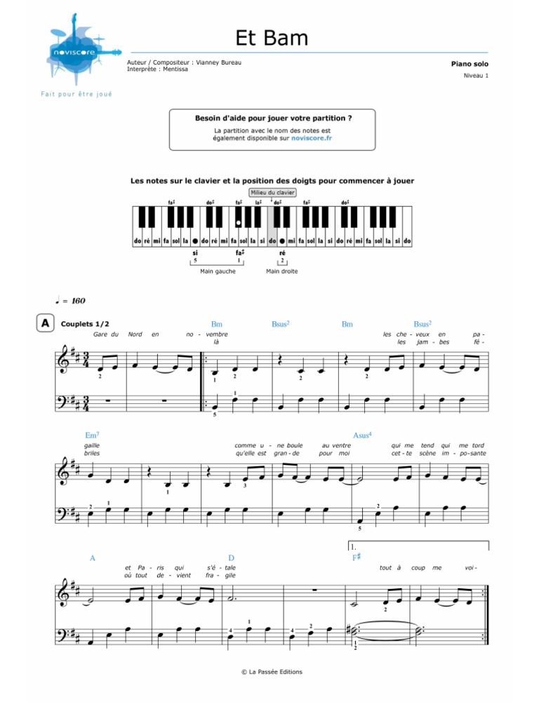 Et Bam - Mentissa Sheet music for Piano (Solo) Easy