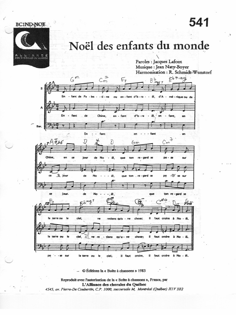 Noël Des Enfants Du Monde (Partition) PDF