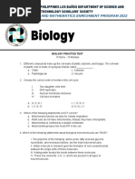 Semep 2022 - Sample Test Questions Biology