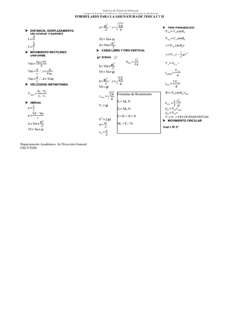 Formulas de Fisica | PDF
