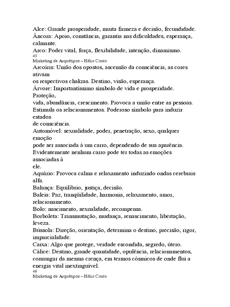 Arquétipos de Hélio Couto: Significados | PDF | Amor | Vida