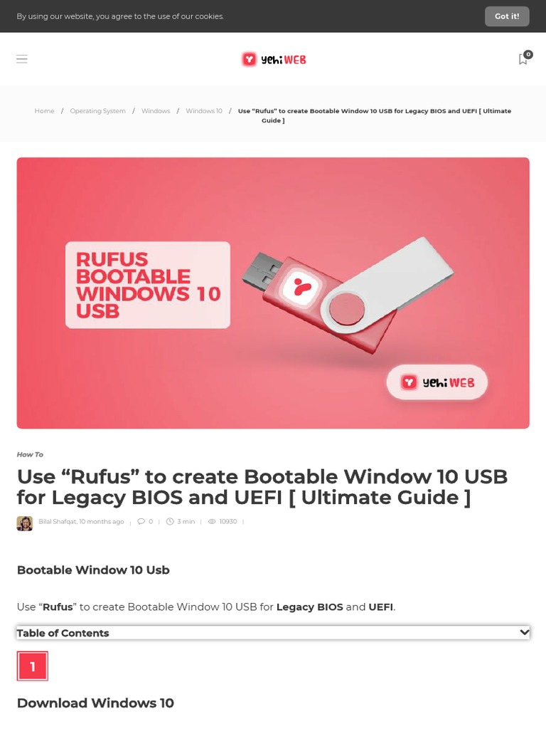 Use "Rufus" To Create Bootable Window 10 Usb Legacy Biosl Uefi PDF