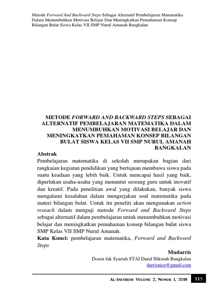 Metode Forward and Backward Steps Sebaga B4e8d2b3 | PDF