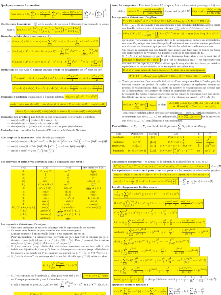 Formules Mathématiques Essentielles | PDF | Permutation | Mathématiques
