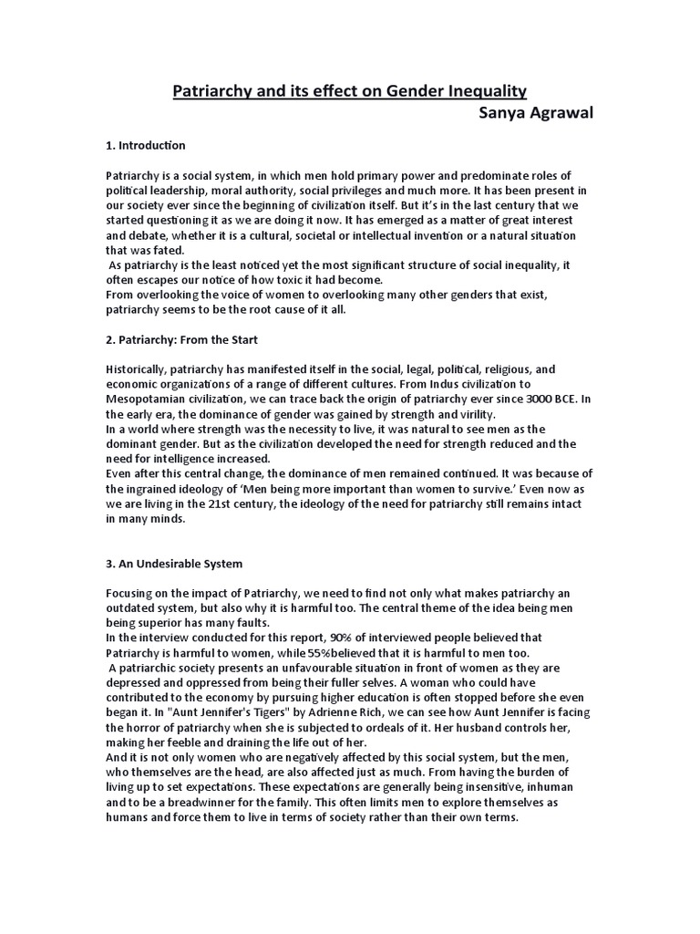 Effects of Patriarchy on Gender Inequality | PDF | Patriarchy | Gender ...