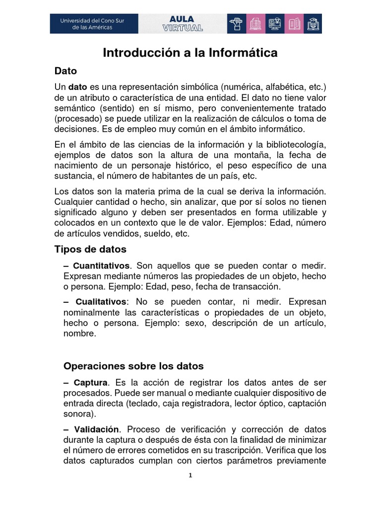 Procesamiento y Tipos de Datos Informáticos | PDF | Conocimiento ...