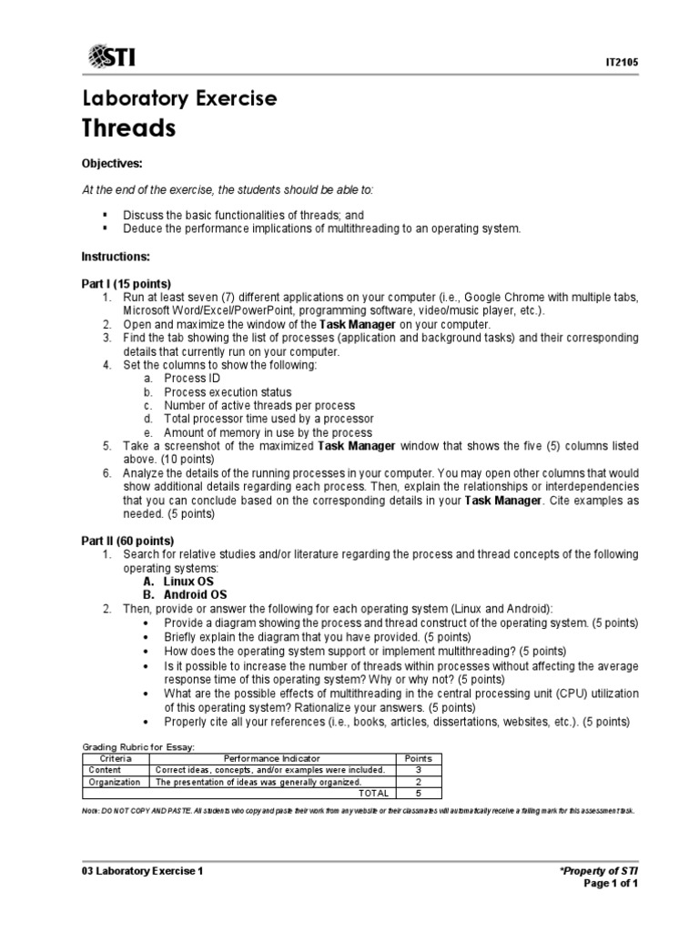 03 Laboratory Exercise 13 | PDF | Process (Computing) | Thread (Computing)