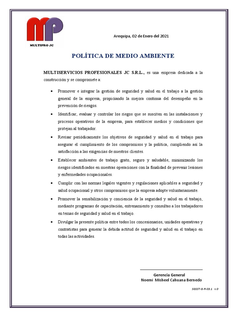 Politica de Medio Ambiente | PDF