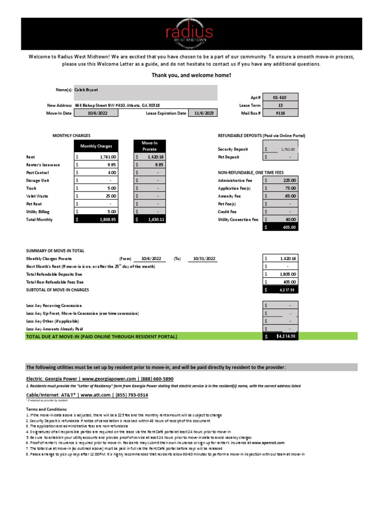 Letter 410 PDF Fee Renting