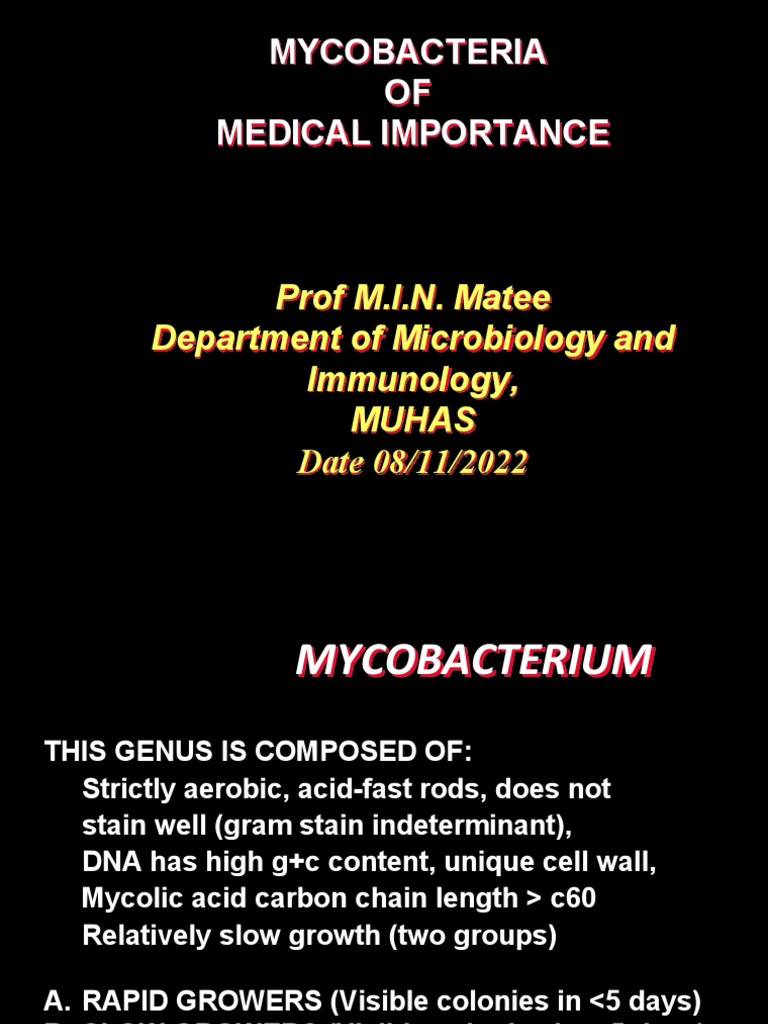 Mycobacteria: Medical Importance & TB | PDF | Tuberculosis | Mycobacterium