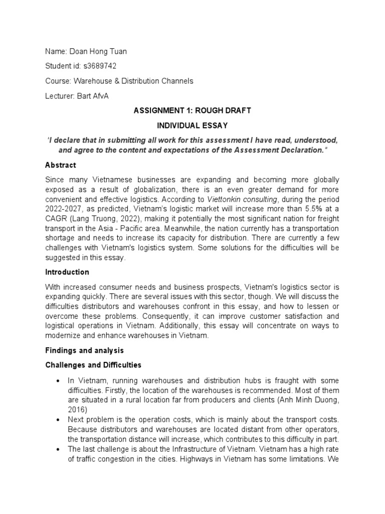 ROUGH DRAFT-DoanHongTuan-s3689742 | PDF | Warehouse | Infrastructure