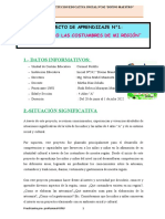 Proyecto de Aprendizaje N°1-Conociendo Las Costumbres de Mi Comunidad 20 Junio 2022