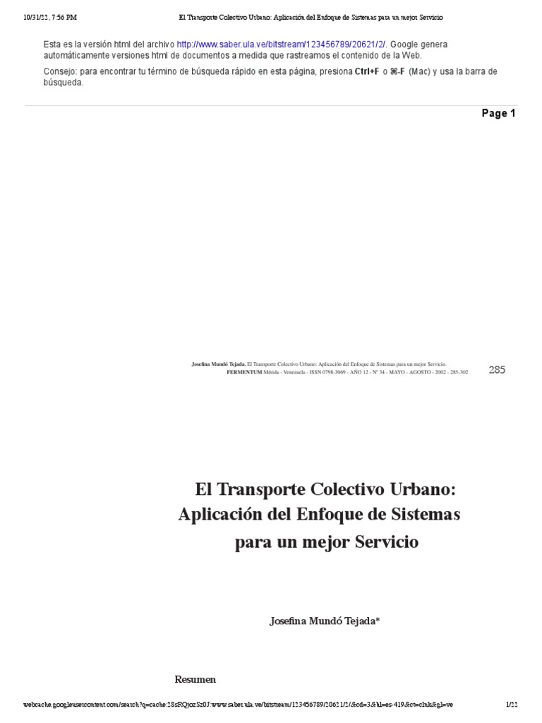 Enfoque Sistémico en Transporte Urbano | PDF | Sistema | Transporte