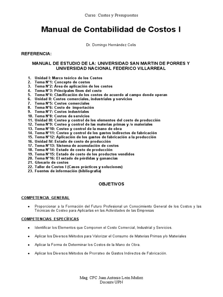 Manual de Costos y Presupuestos Empresariales | PDF | Costo | Contabilidad