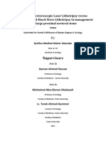 Flexible Ureteroscopic Laser Lithotripsy Versus Extracorporeal Shock Wave Lithotripsy in Management of Large Proximal Ureteral Stone Thesis