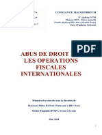 Abus de Droit Dans Les Opérations Fiscales Internationales