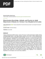 Hypertension Knowledge, Attitude, and Practice in Adult Hypertensive Patients at A Tertiary Care Hospital in Sri Lanka