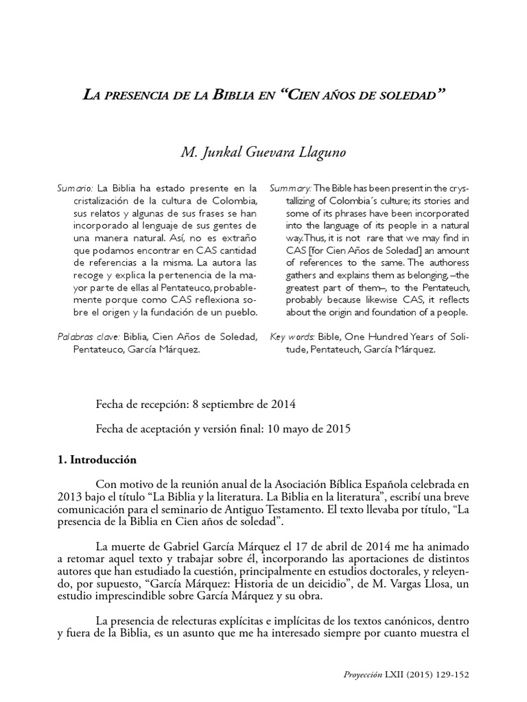 La Biblia en Cien Anos de Soledad PDF Gabriel García Márquez Mito de la inundación