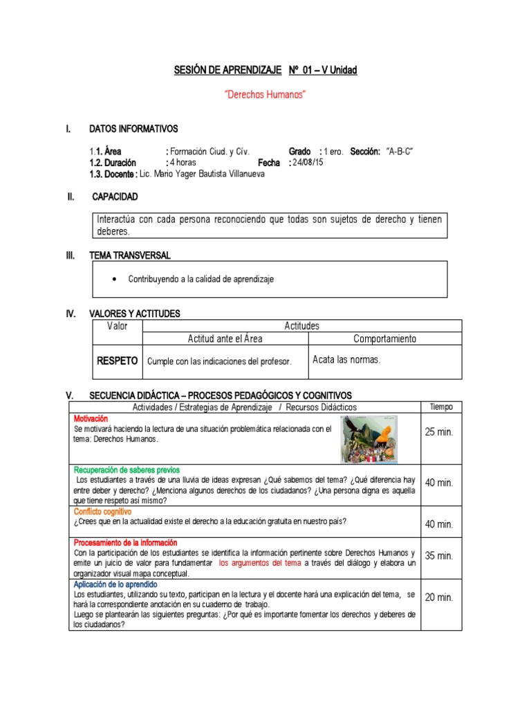 Derechos Humanos en Secundaria | PDF | Maestros | Aprendizaje