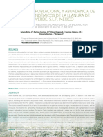Distribución Poblacional Y Abundancia de Los Peces Endémicos de La Llanura de Rioverde, S.L.P., México