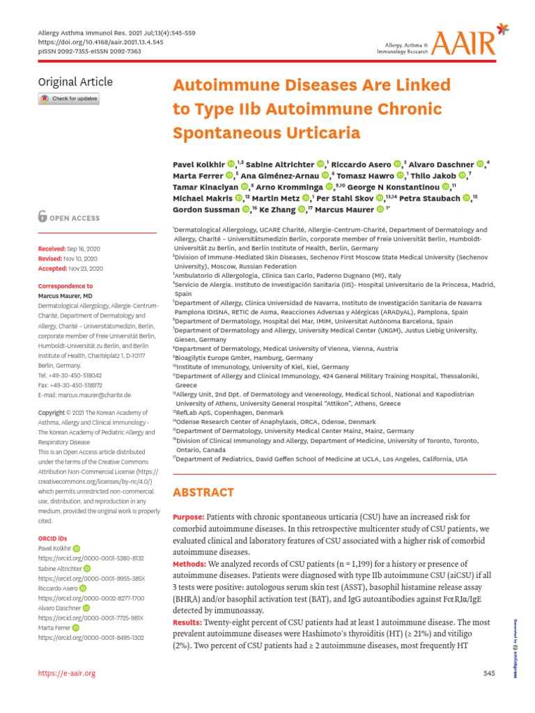 (2021) Autoimmune Diseases Are Linked To Type Iib Autoimmune Chronic