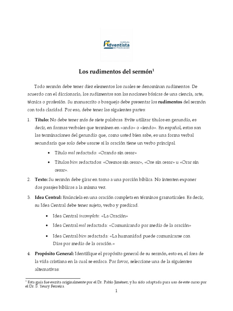 Rudimentos para un Sermón Efectivo | PDF | Verbo | Sermón