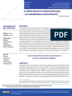 Factores Que Determinan La Motivación Por Aprender en Estudiantes Universitarios