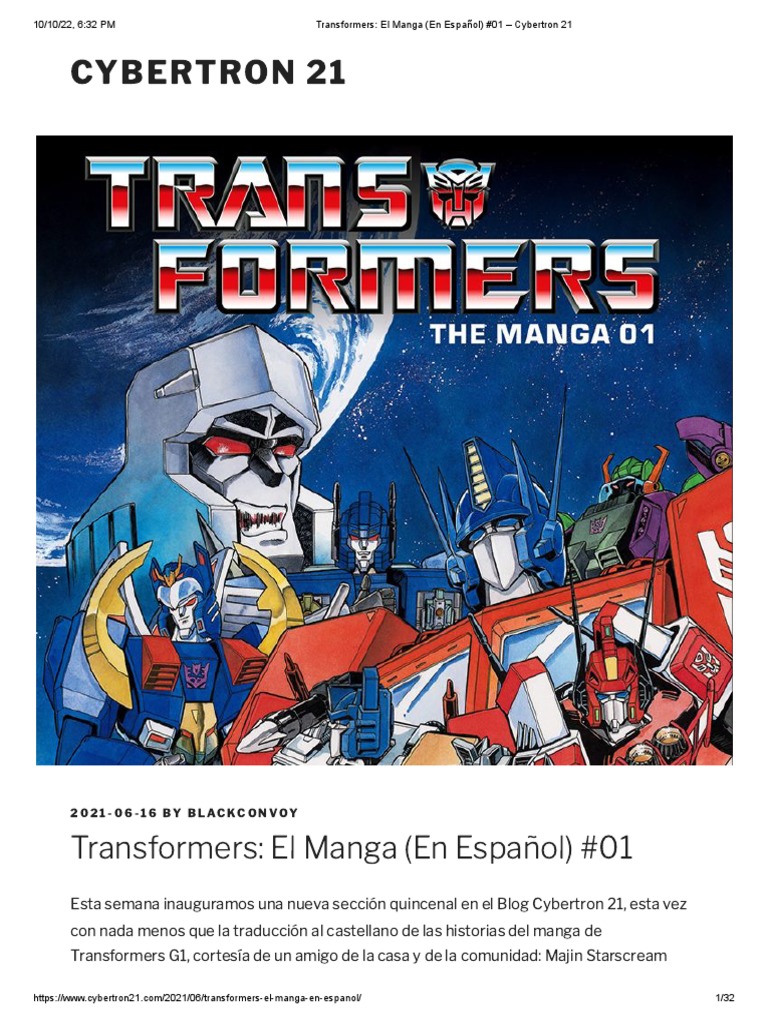 Transformers El Manga (En Español) #01 - Cybertron 21 | PDF
