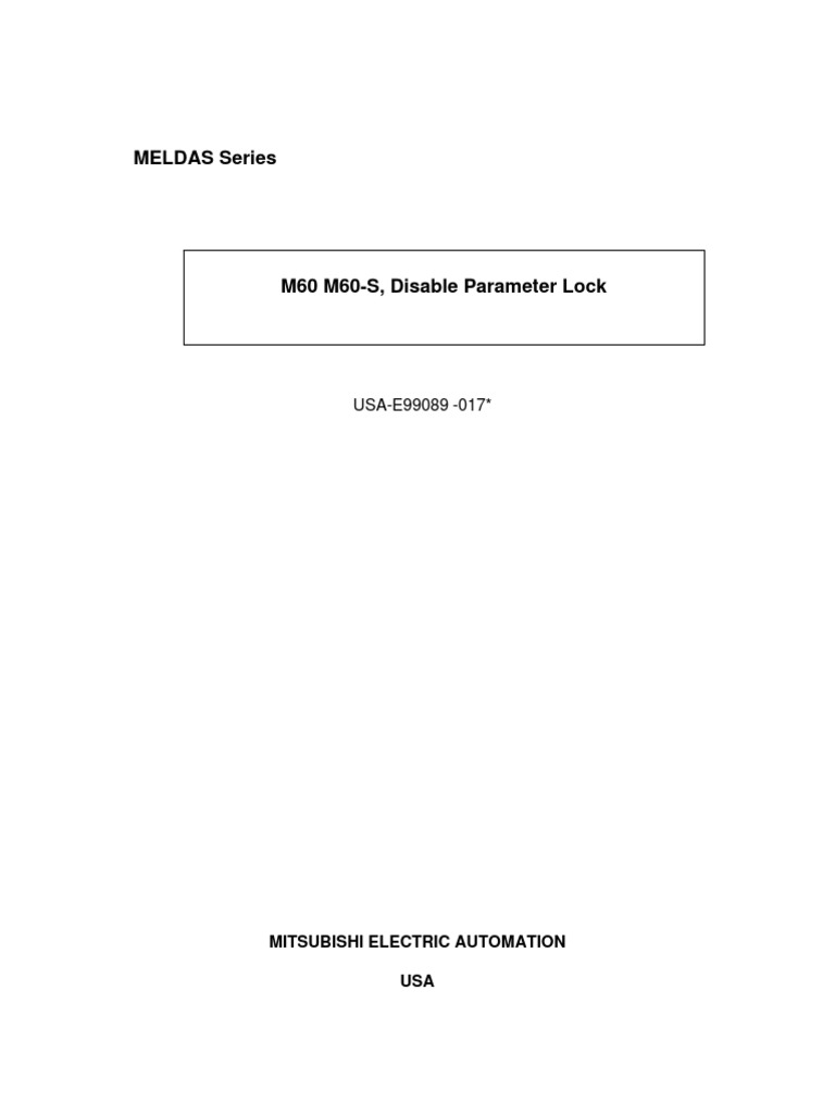 Disable Parameter Lock for M60 Series | PDF