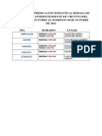 Programa de Predicación Durante La Visita