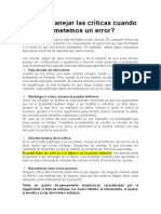 Cómo manejar las críticas cuando cometemos un error