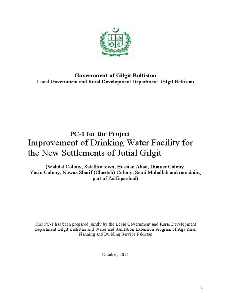 PC1 Jutial (140) Water Supply Project in Gilgit, PPP Mode Projects PDF