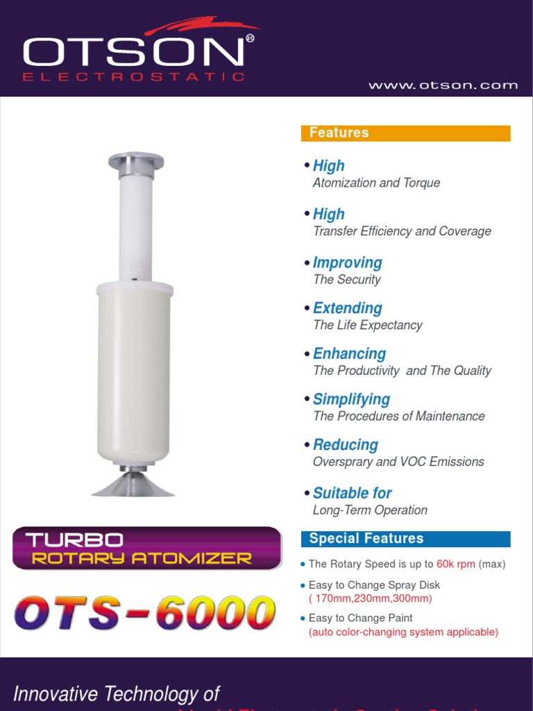 Turbo Rotary Atomizer Spray DISK OTSON DM OTS - 6000!3!0 | PDF | Home ...