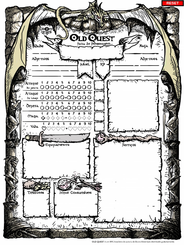 Ficha de Personagem - Livro - Editável PDF | PDF